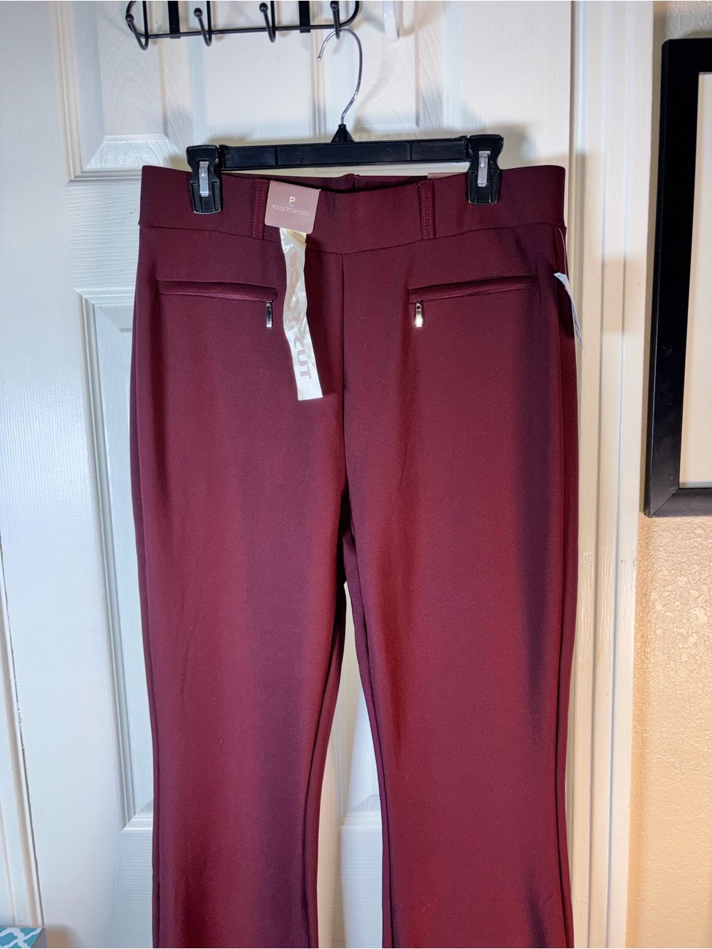 NWT Women's Stretch Bootcut Pants in Burgundy - Picture 6 of 10